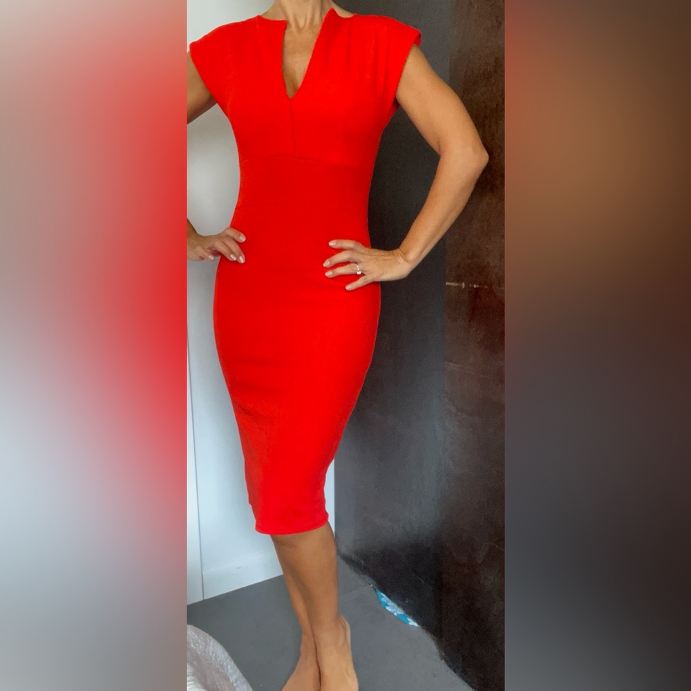 Red fitted dress